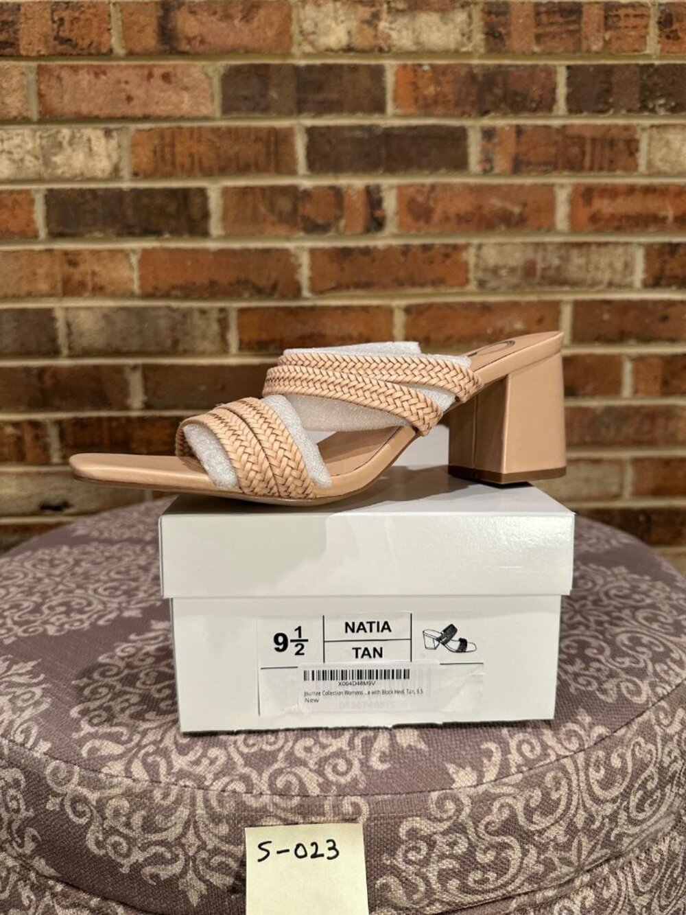 Journee Collection Womens Natia Pump Woven Block Heel Sandals Tan Size 9.5 - Picture 5 of 5